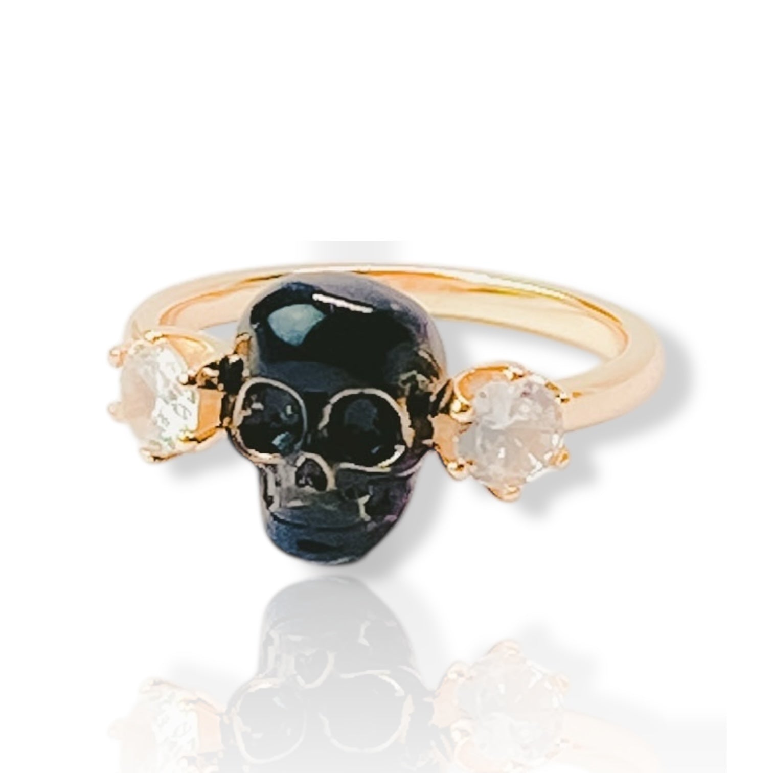 Vanitas Noir Crown Skull Oxidized Silver Ring