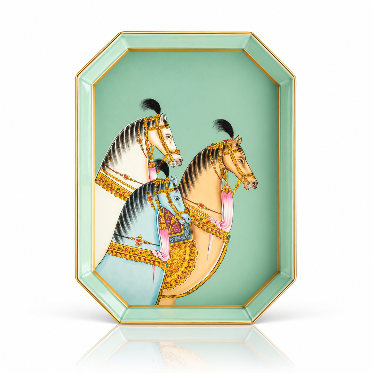 Hand Painted Horses Iron Tray