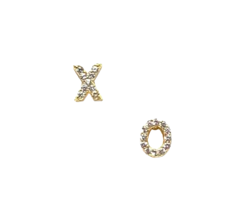 Crystal Pave "XO" Gold Earrings
