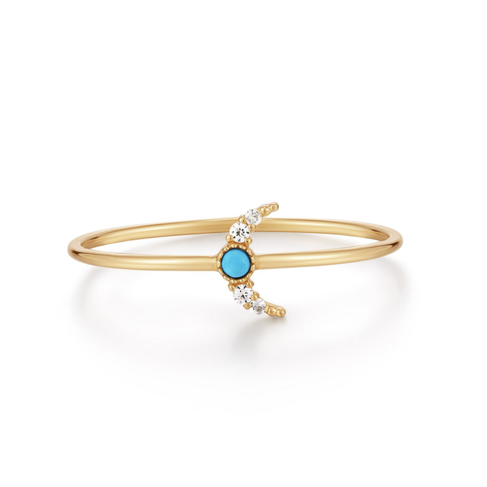 Tiny Crescent Turquoise RIng