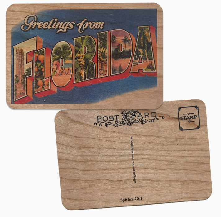 Greetings From florida Wood Postcard 