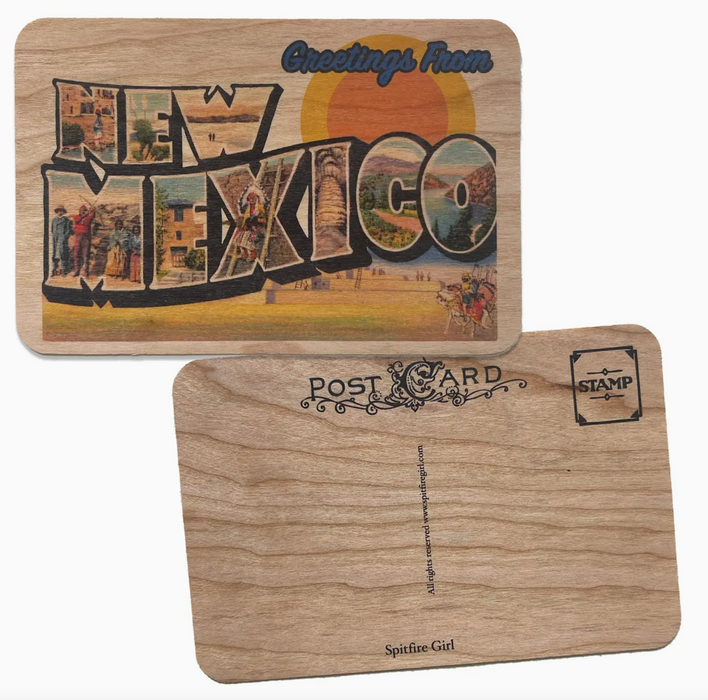 Greetings From new mexico Wood Postcard 