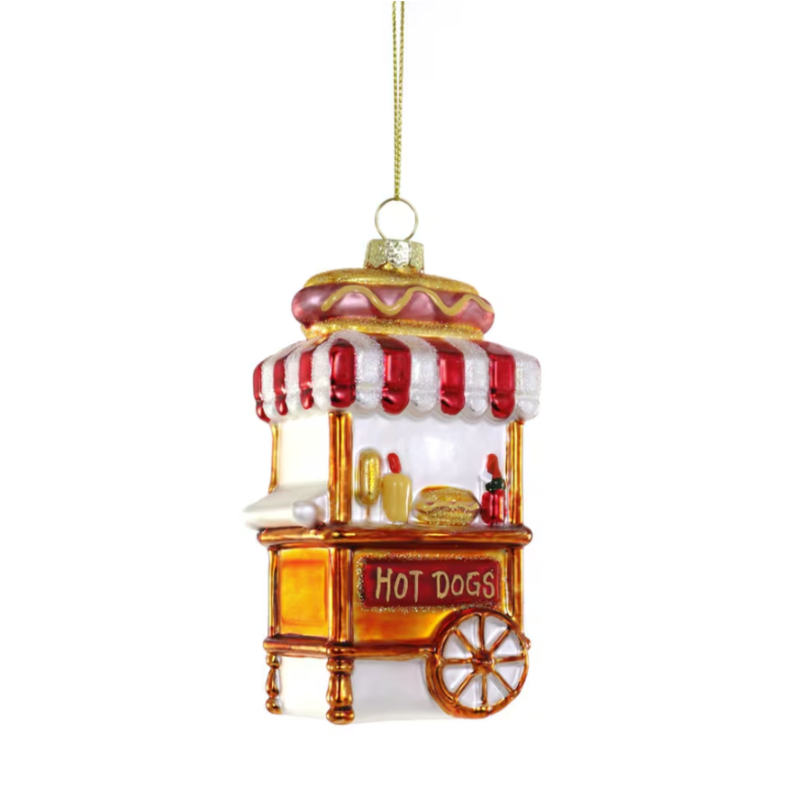 Hot Dog Stand Glass Ornament
