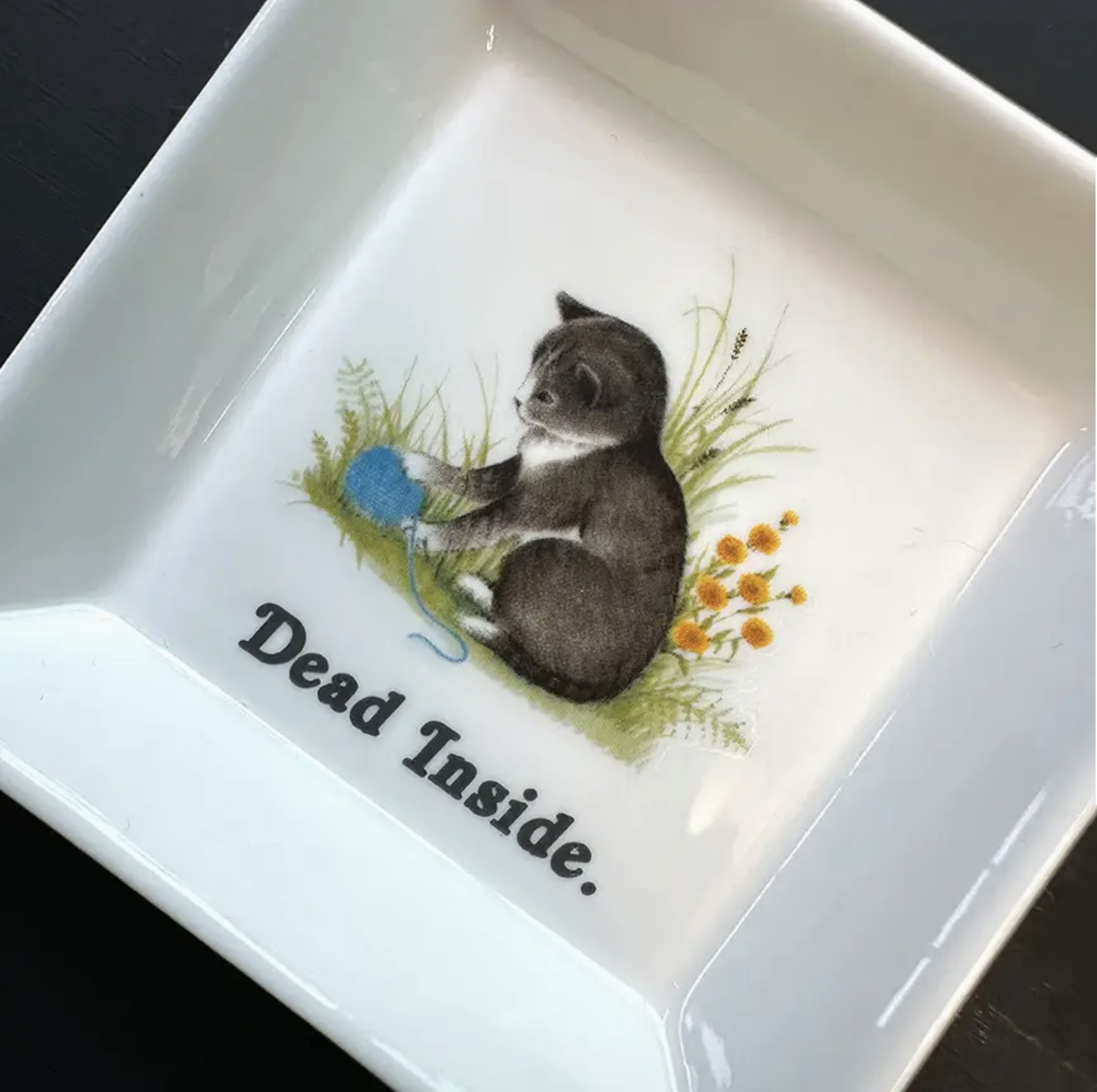 Dead Inside Cat Trinket Tray