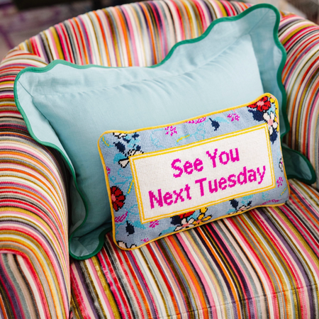 Next Tuesday Needlepoint Pillow