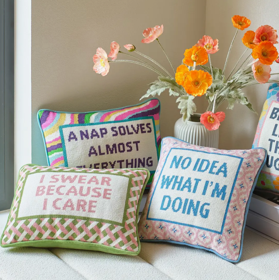 I Swear Because I Care Embroidered Pillow