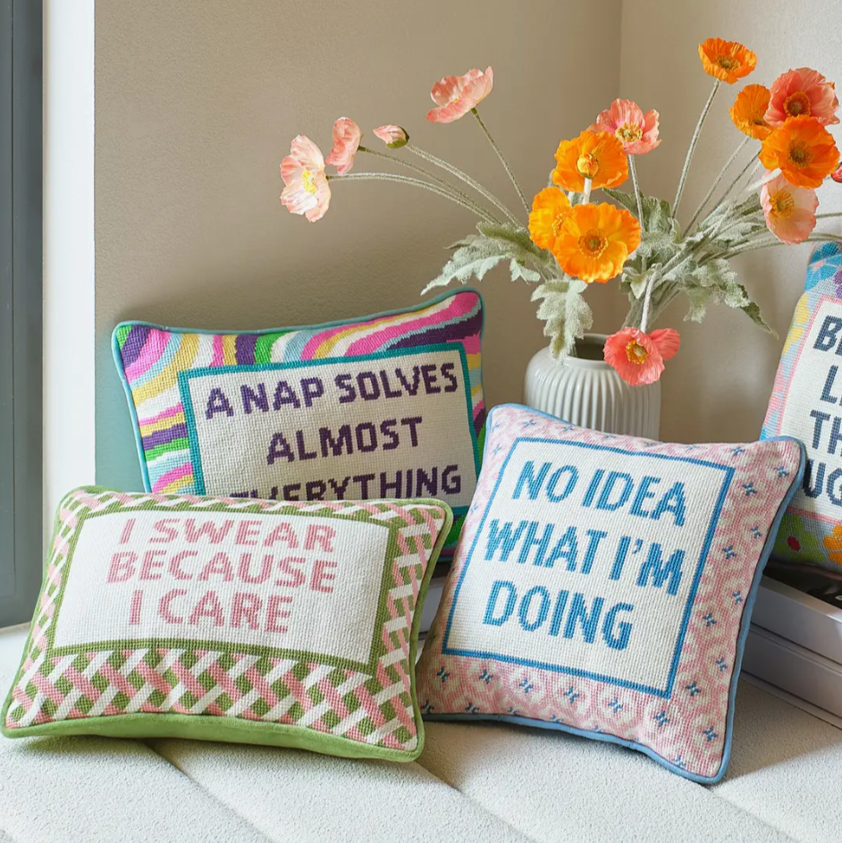 Better Late Than Ugly Embroidered Pillow