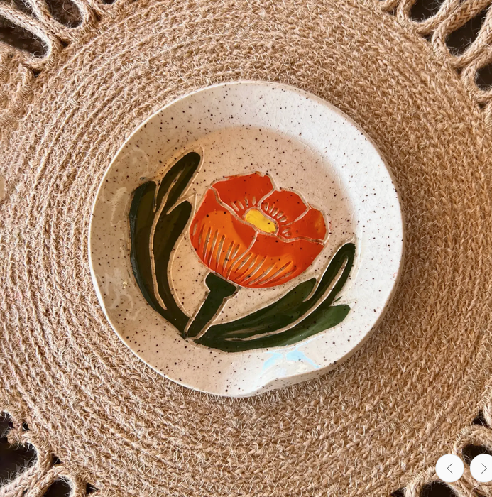 Globe Mallow Sgraffito Ceramic Spoon Rest