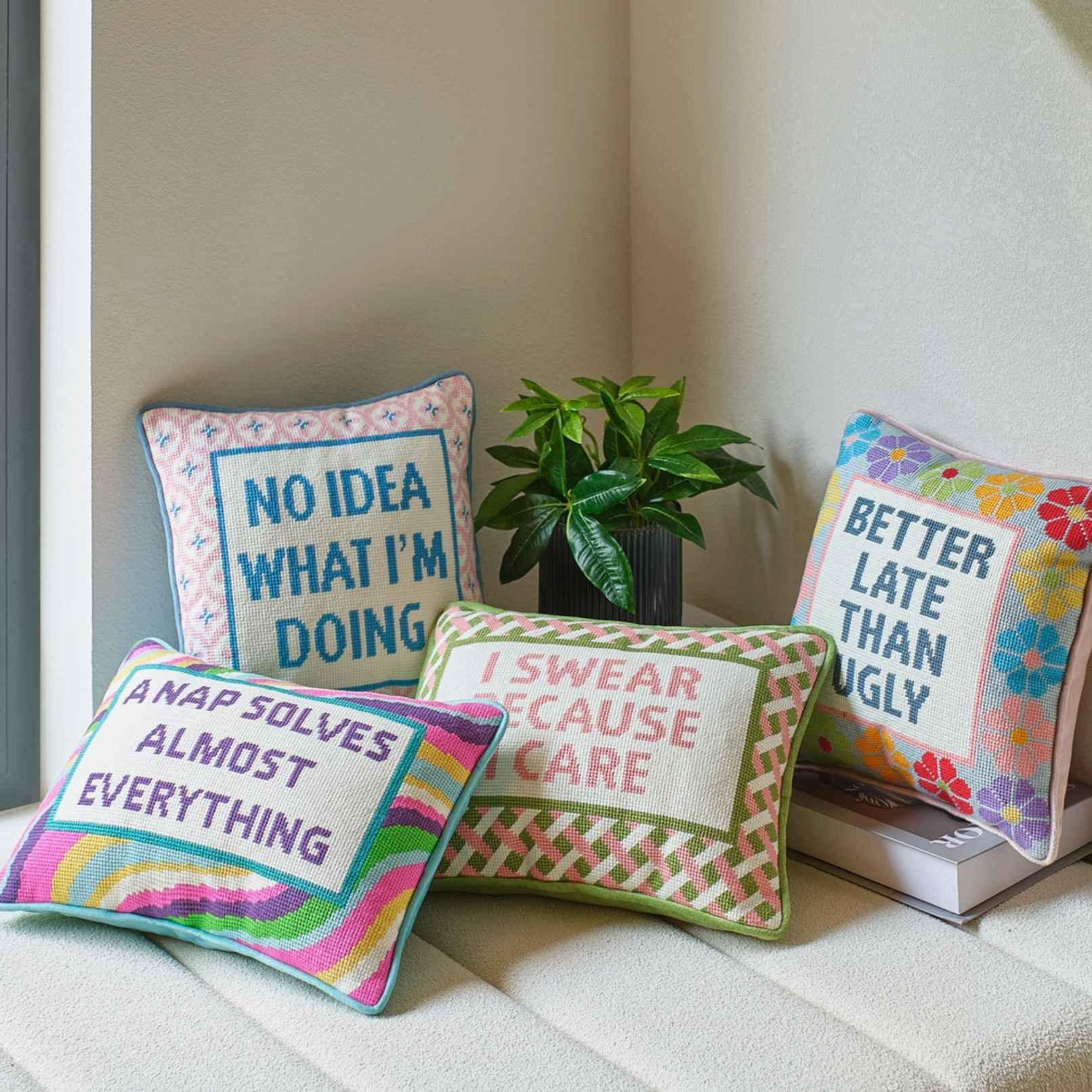 No Idea What I'm Doing Embroidered Pillow