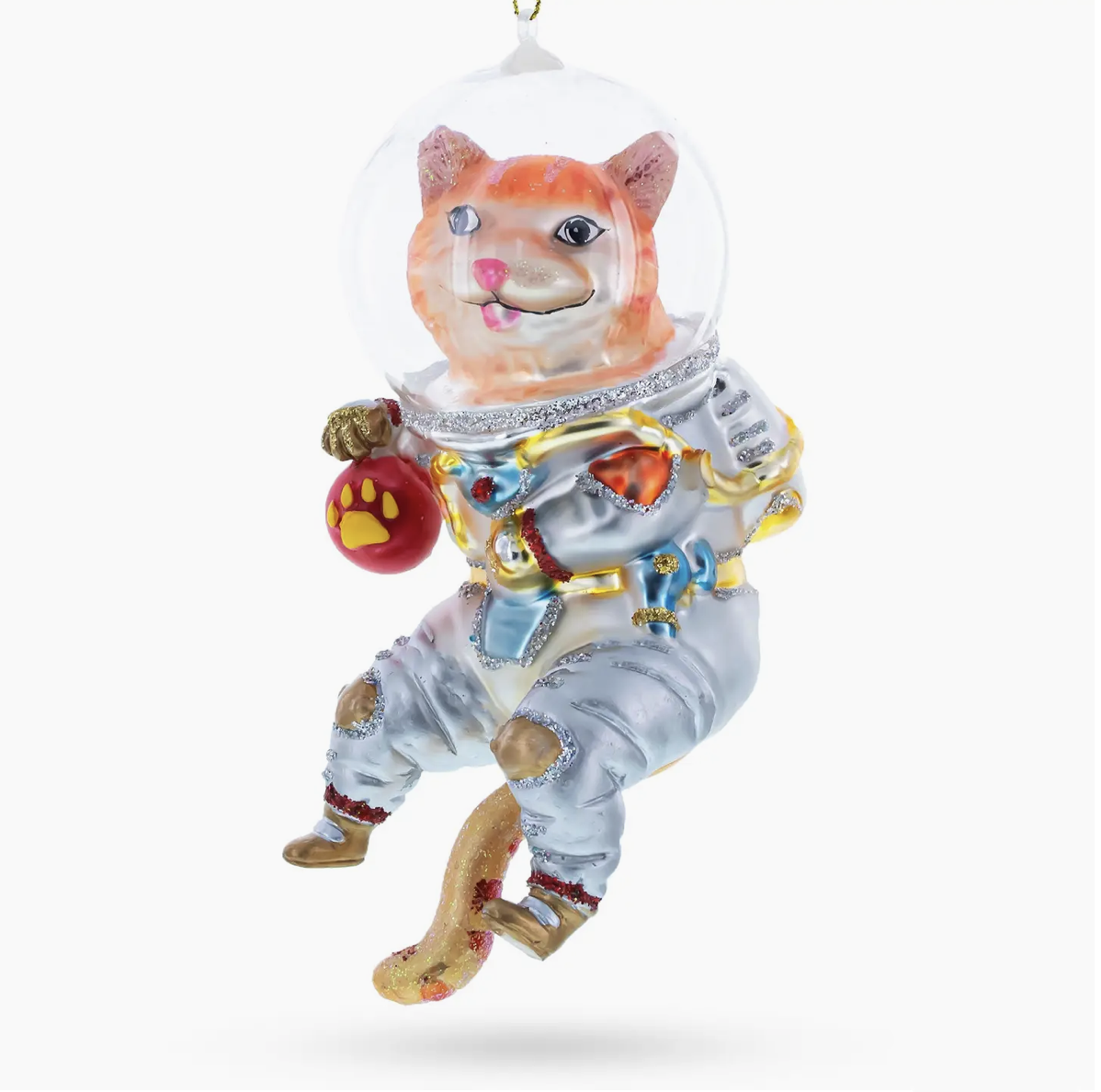 Cat the Astronaut Glass Ornament