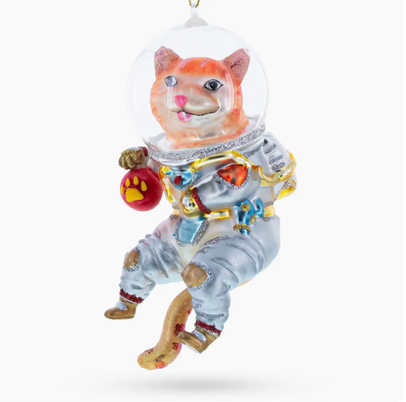 Cat the Astronaut Glass Ornament
