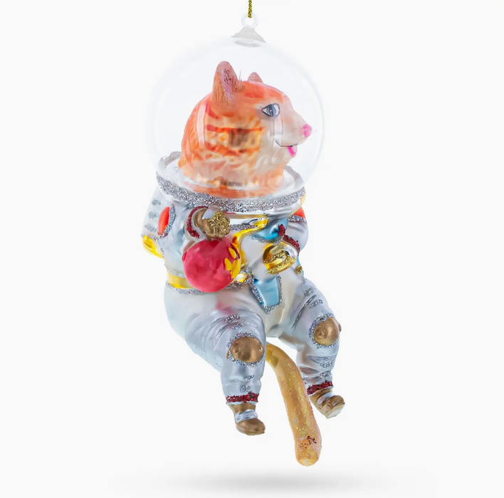 Cat the Astronaut Glass Ornament