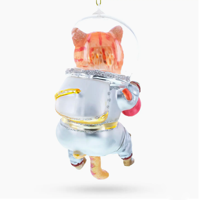 Cat the Astronaut Glass Ornament