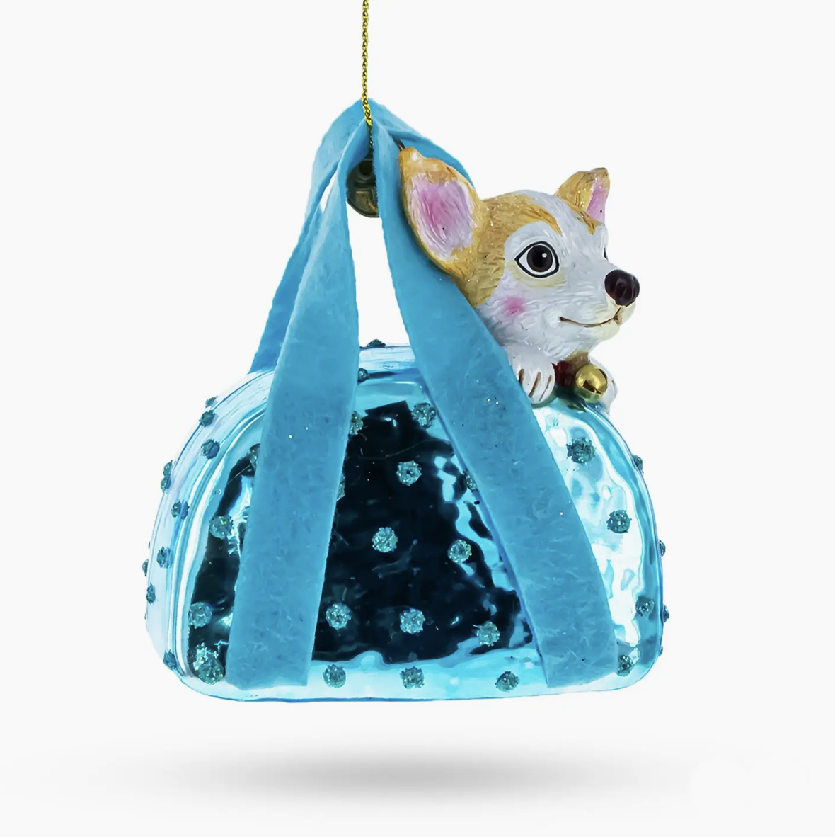 Chic Chihuahua Inside Designer Handbag Glass Ornament