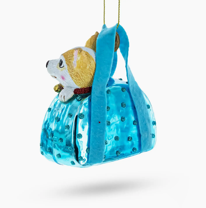 Chic Chihuahua Inside Designer Handbag Glass Ornament