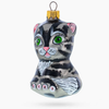 Grey Cat Glass Ornament