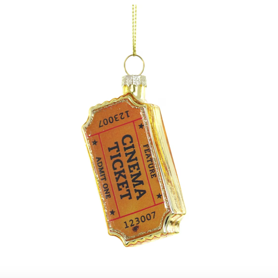 Cinema Ticket Glass Ornament