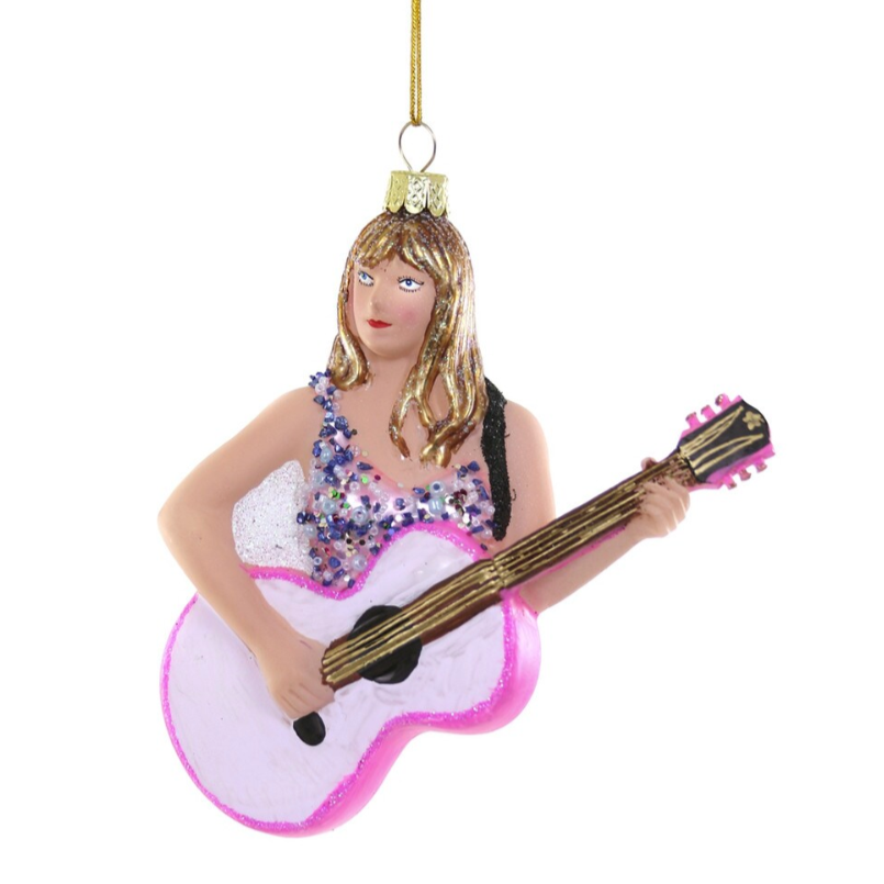 Taylor Swift with Guitar Glass Ornament