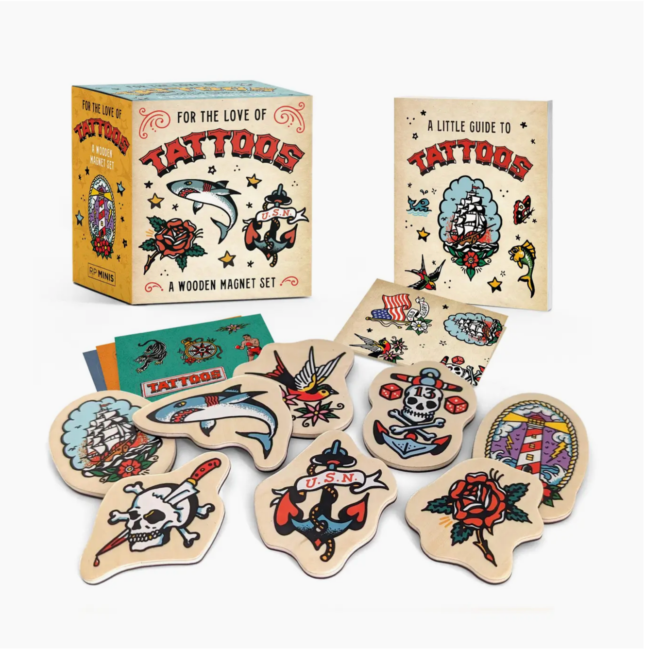 For the Love of Tattoos: A Wooden Magnet Set