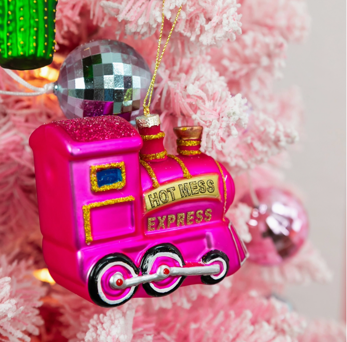 Hot Mess Express Train Glass Ornament