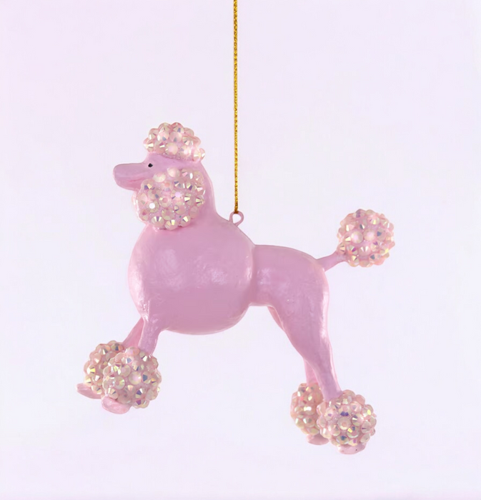 Beaded Pink Poodle Ornament