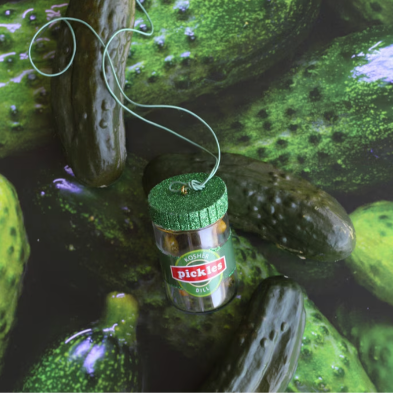 Kosher Dill Pickles Glass Ornament