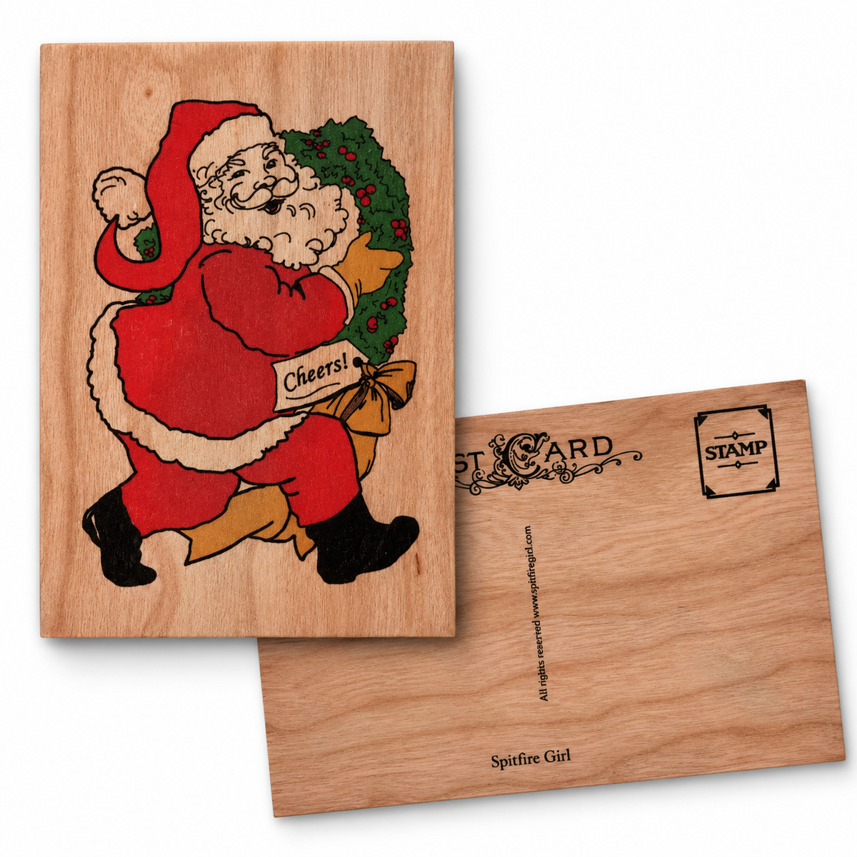Wood Postcard - Santa