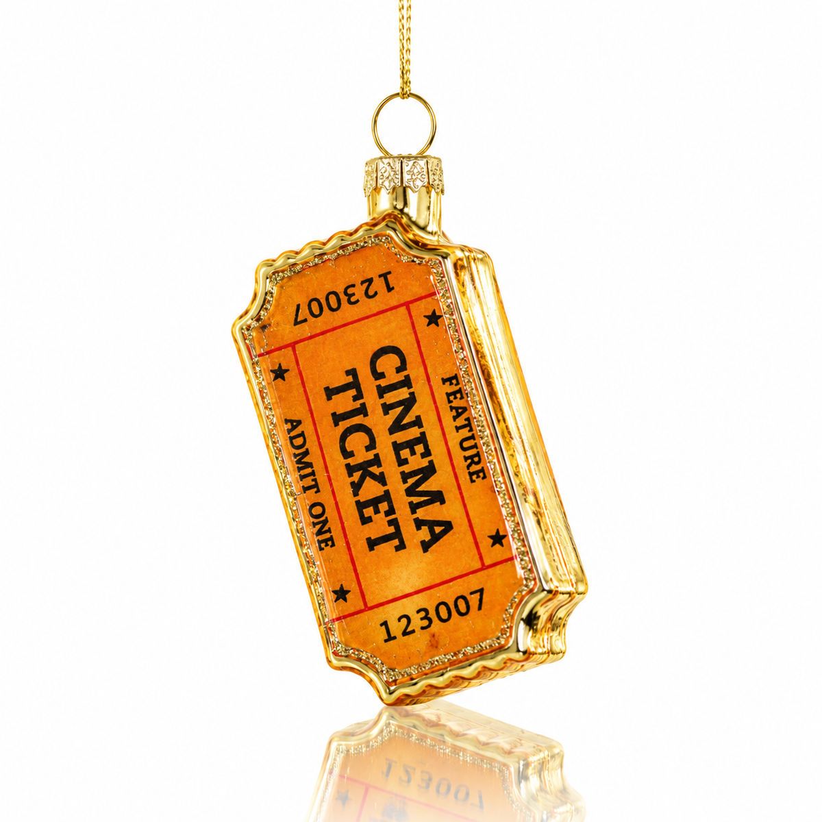 Cinema Ticket Glass Ornament