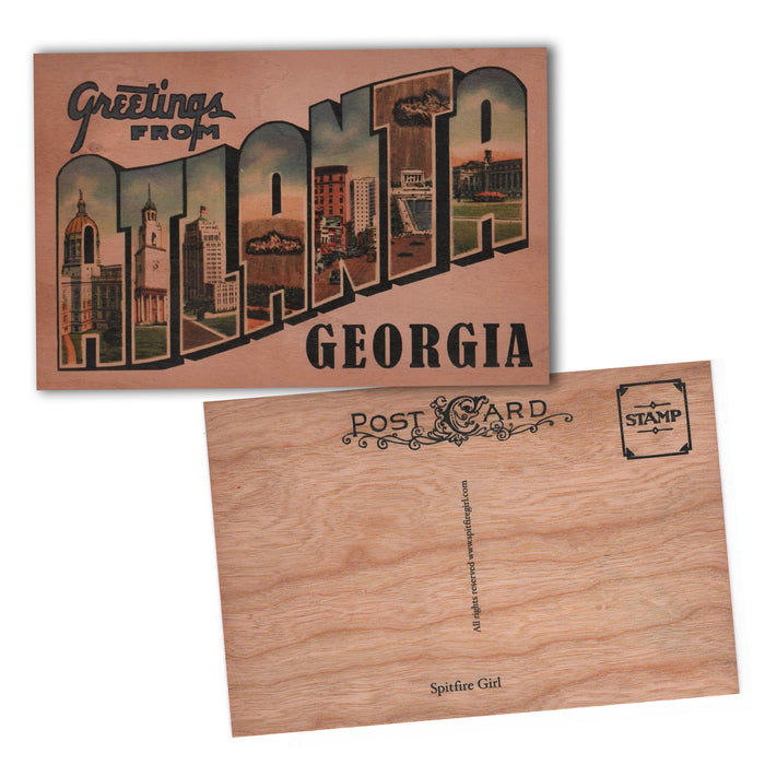 Greetings From atlanta Wood Postcard 