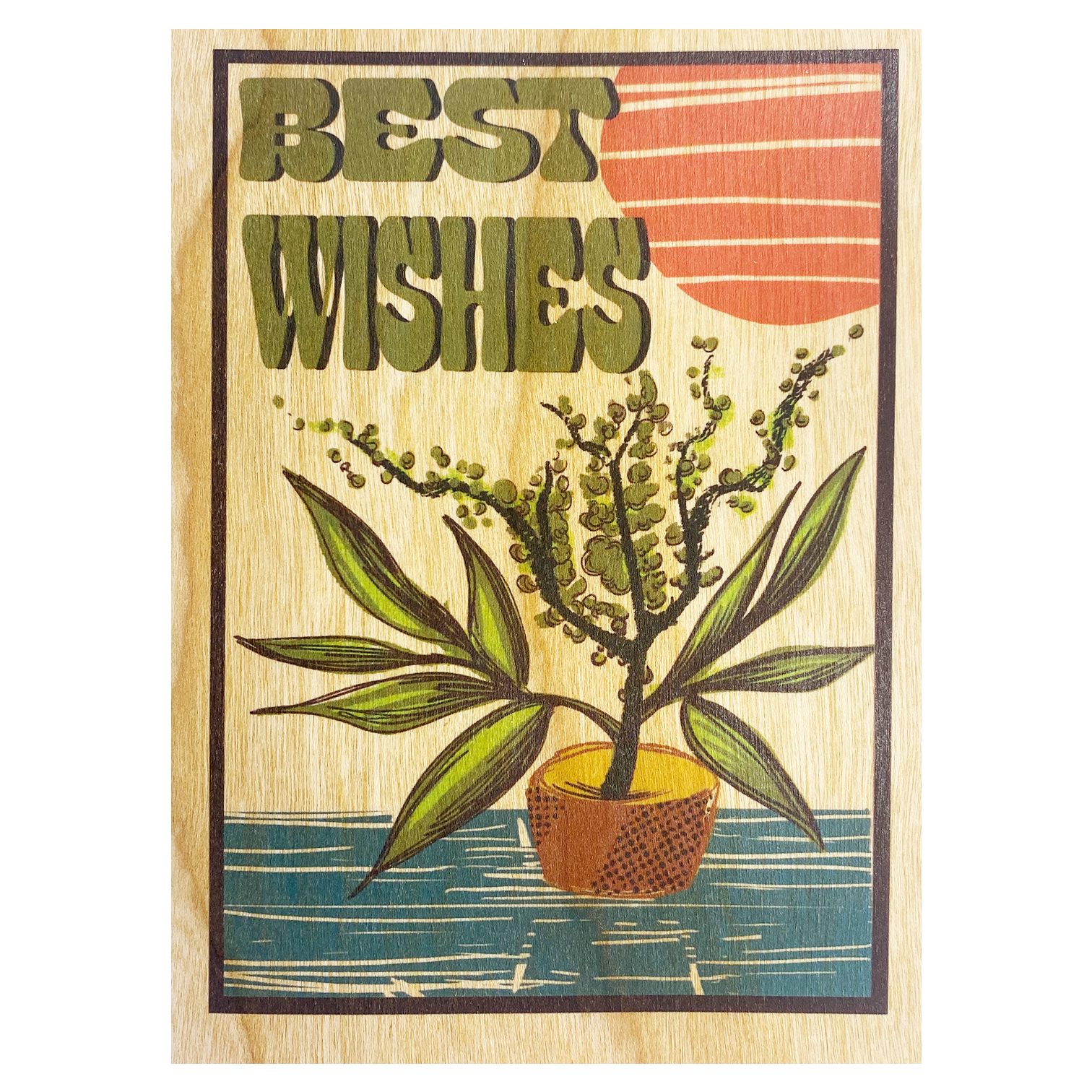 Best Wishes Plant Wood Folding Card 