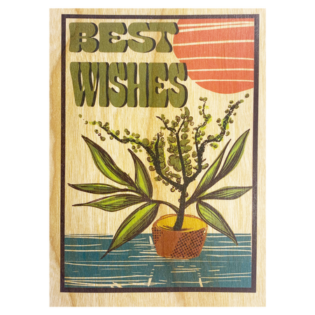 Best Wishes Plant Wood Folding Card 