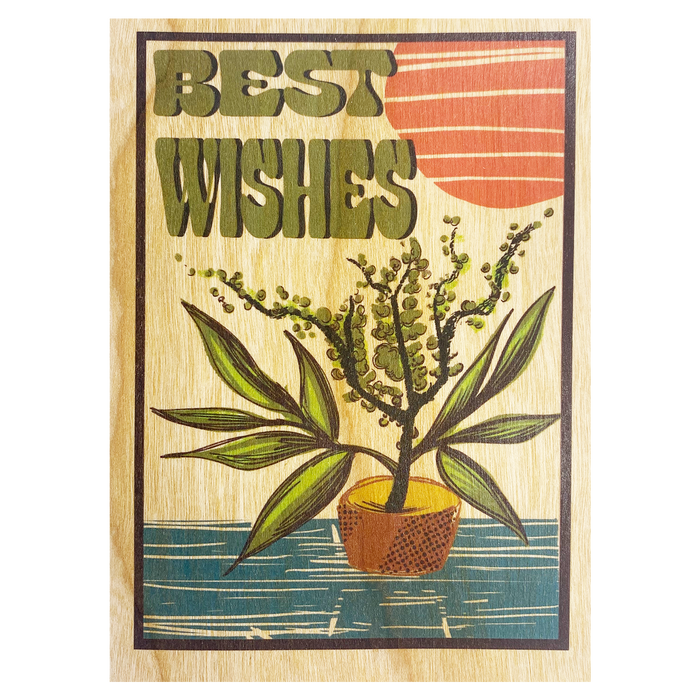 Best Wishes Plant Wood Folding Card 