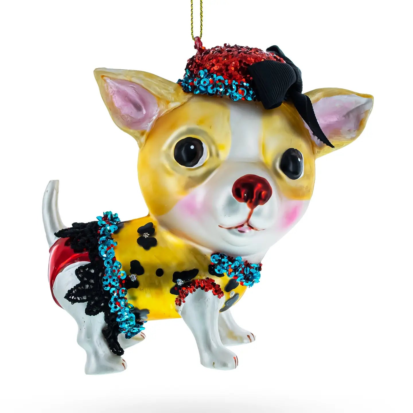 Chic Chihuahua Glass Ornament