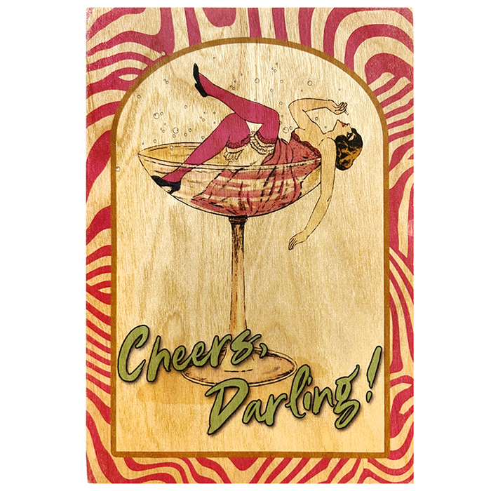 Wood Folding Card - Cheers Darling