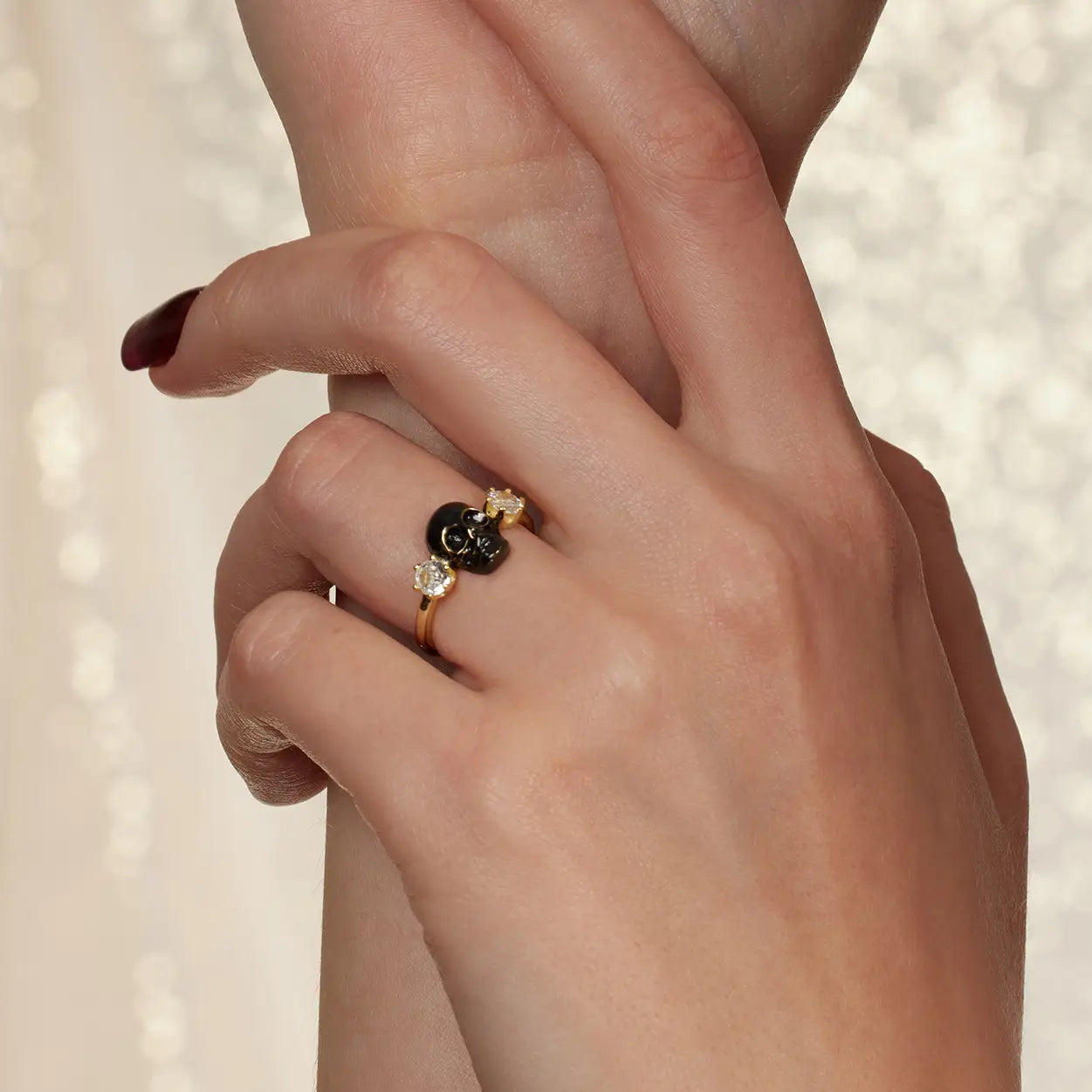 Vanitas Noir Crown Skull Oxidized Silver Ring