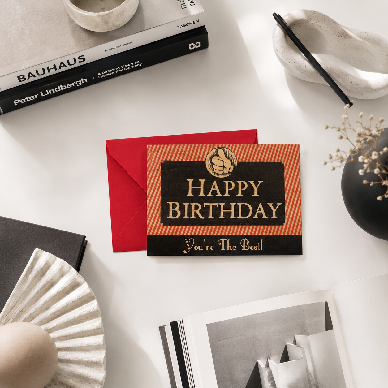 Wood Folding Card - Birthday You're The Best