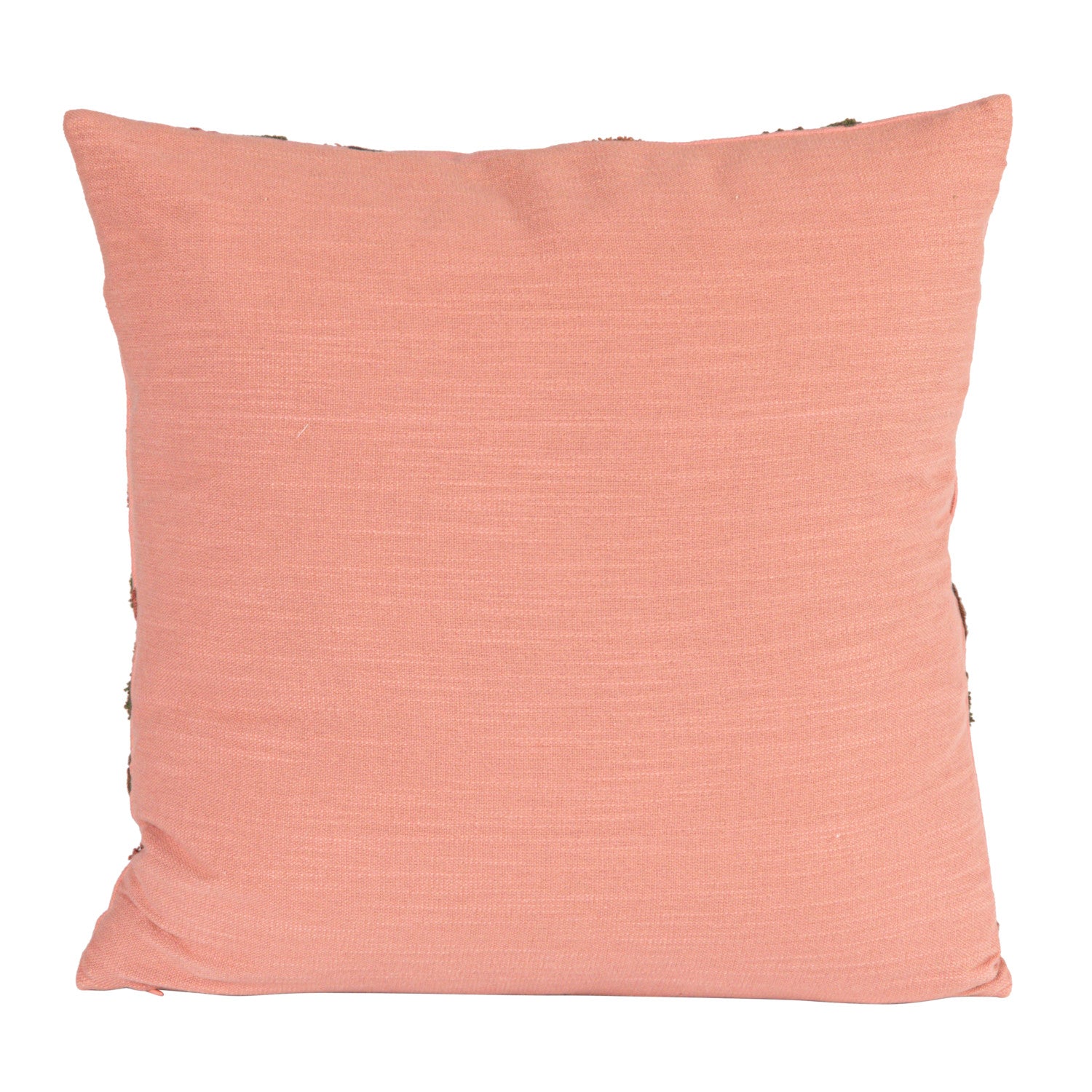 Square Cotton Slub Pillow W/ Embroidered Tiger And Flowers