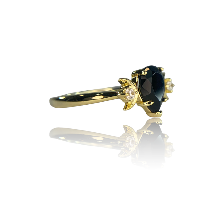 Double Crescent Black Onyx Ring