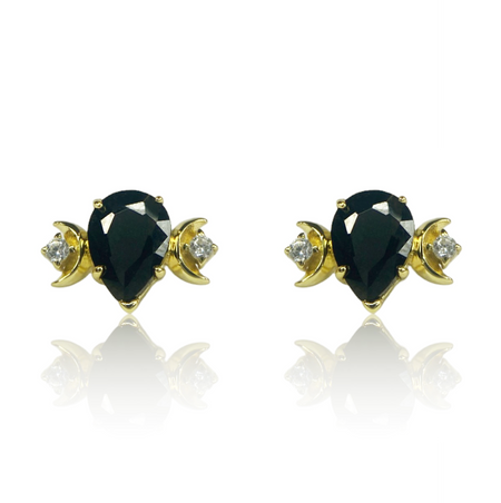 Double Crescent Black Onyx Earrings