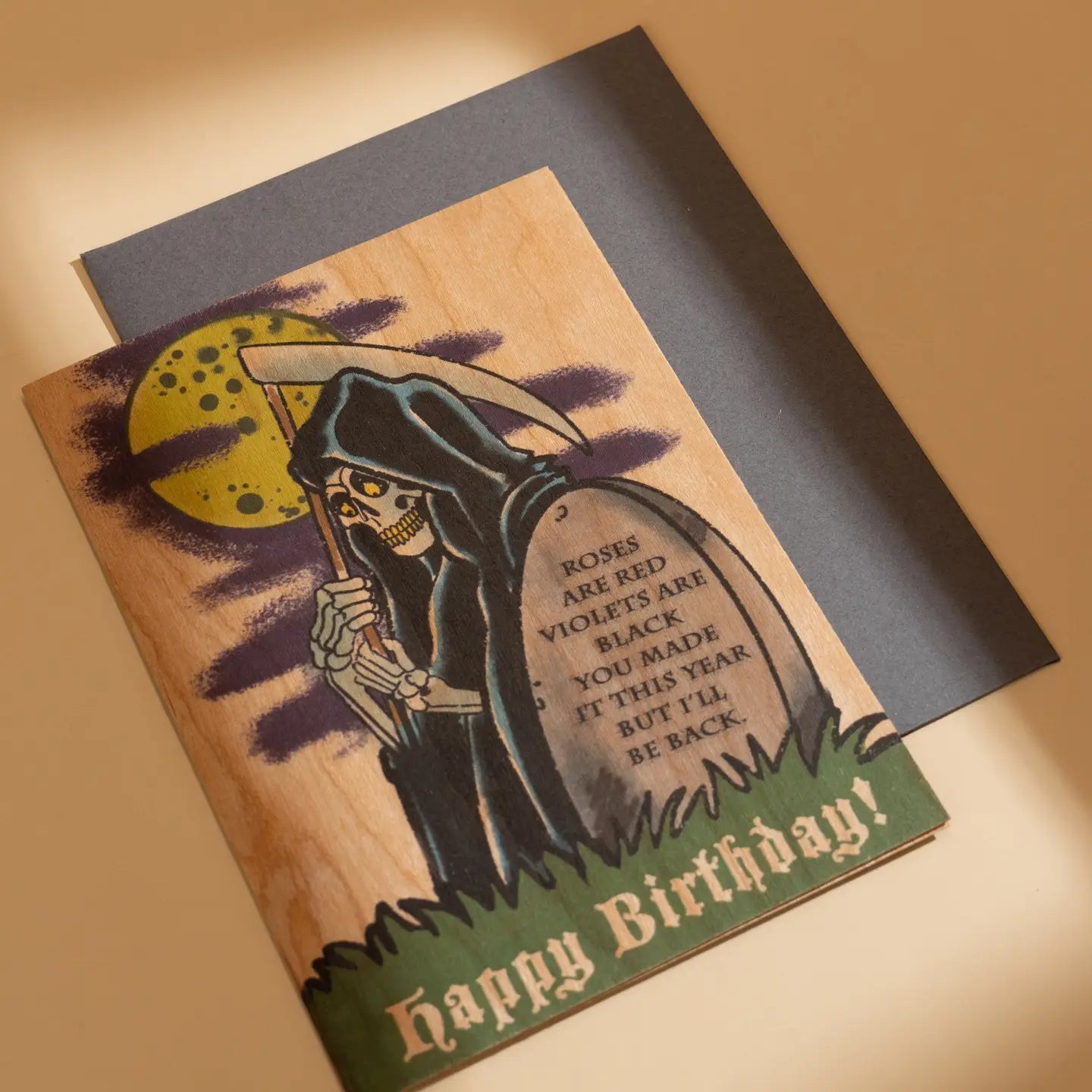 Wood Folding Card Reaper Birthday