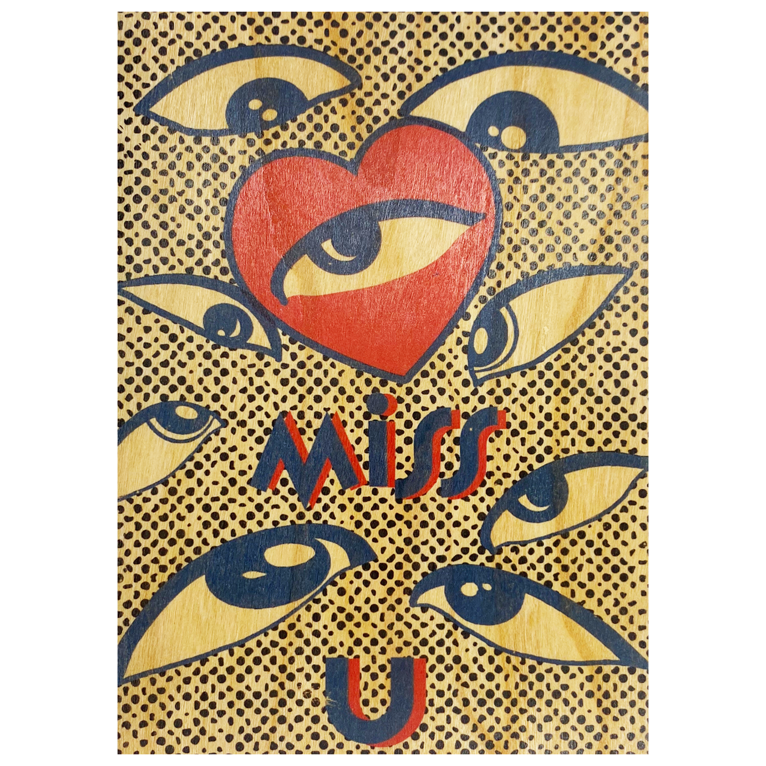 Wood Folding Card Eye Miss You