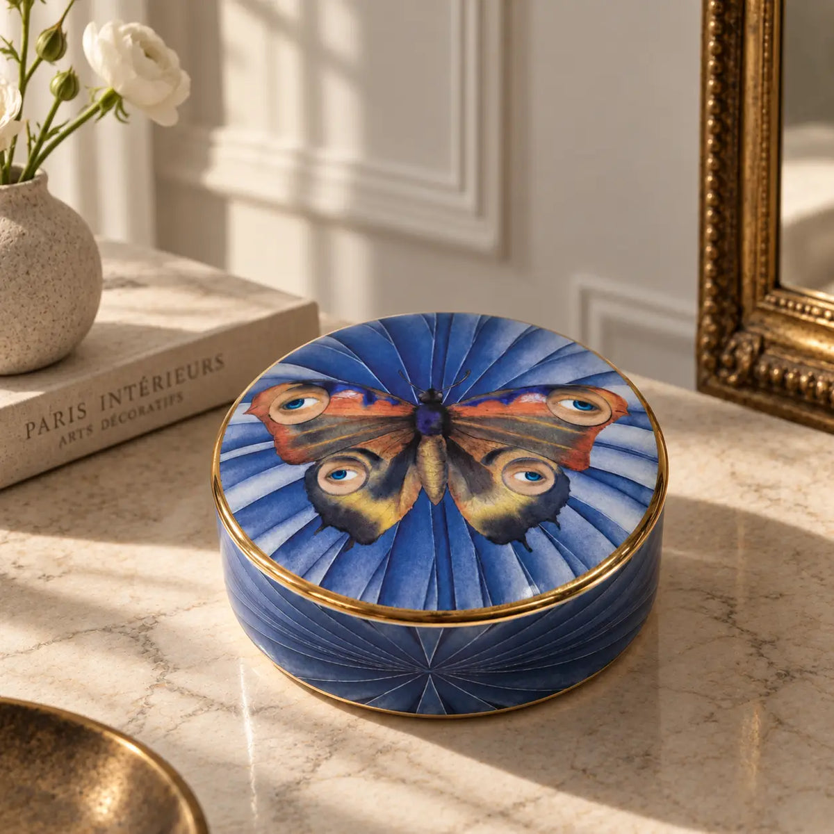 Round Cermaic Box Large - Gilded Metamorph / spitfire girl