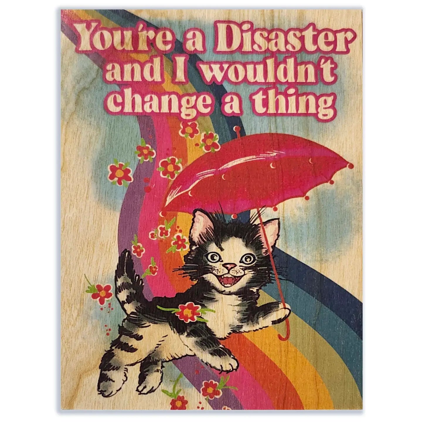 Wood Folding Card Disaster Kitty