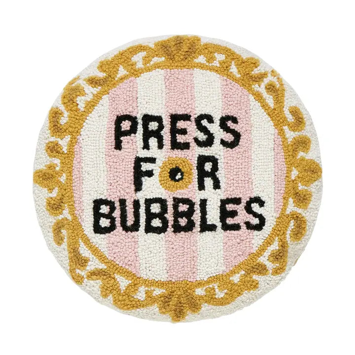 Press for Bubbles Bell Hook Pillow