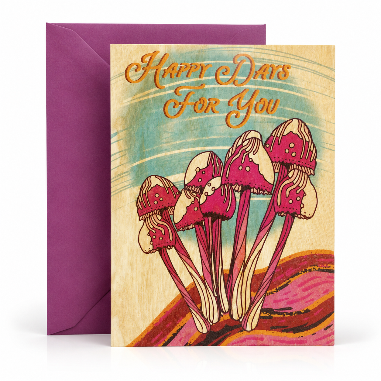 Wood Folding Card - Happy Mushroom Days For You