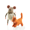 Felt Cat Lady Mouse With Ginger Cat
