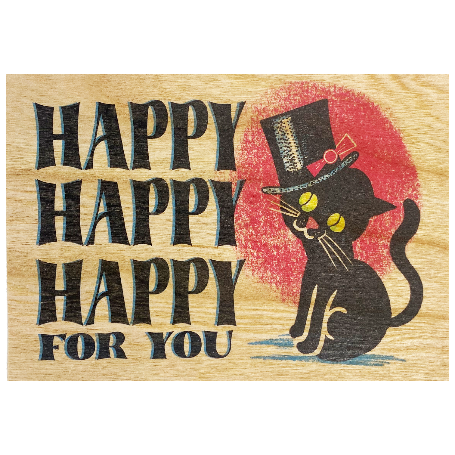 Wood Folding Card - Happy Happy Happy