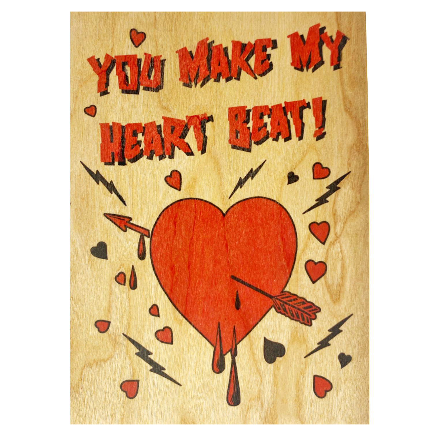 Wood Folding Card- Heart Beat