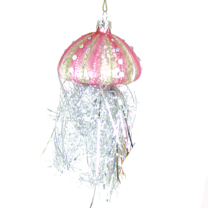 Tinsel Jellyfish Glass Ornaments