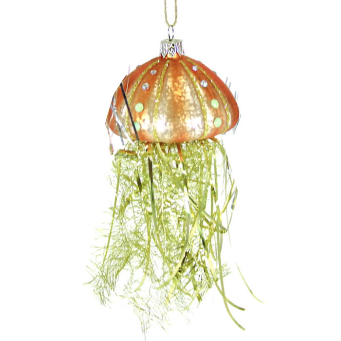 Tinsel Jellyfish Glass Ornaments